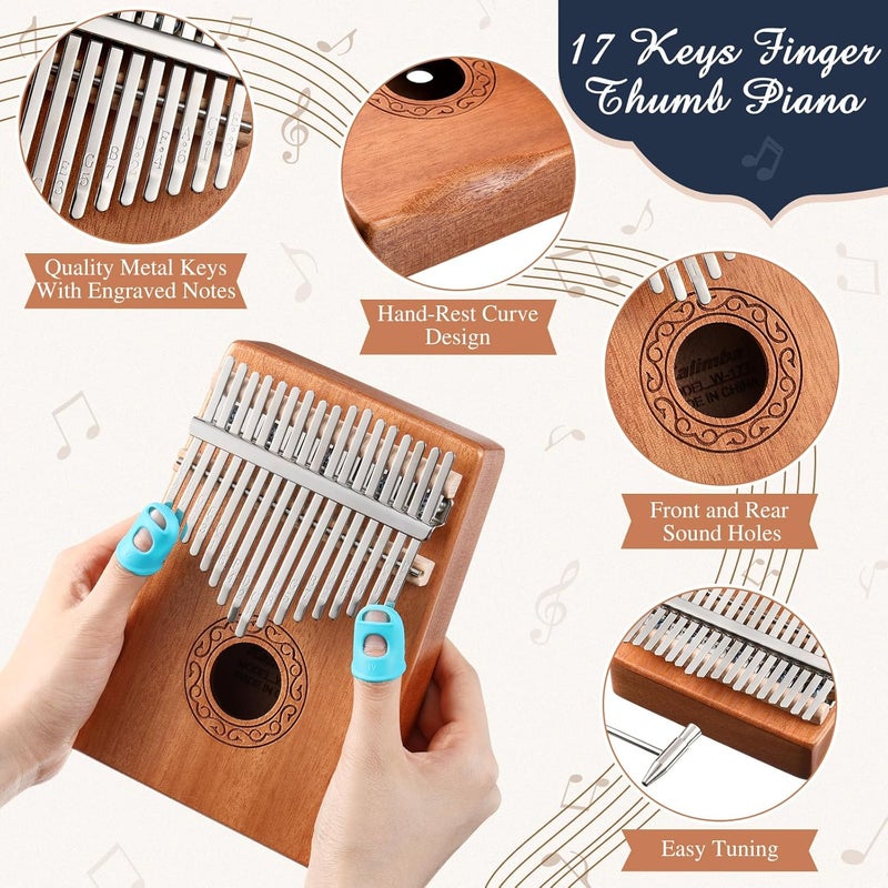 Resholder Rain Drum for Outside Garden Thumb Piano Kalimba Musical Instruments Set 8 Notes 6 Inches Steel Tongue Drum 17 Keys Finger Piano for Adult Beginners Gift for Christmas(Navy Blue) - Image 4